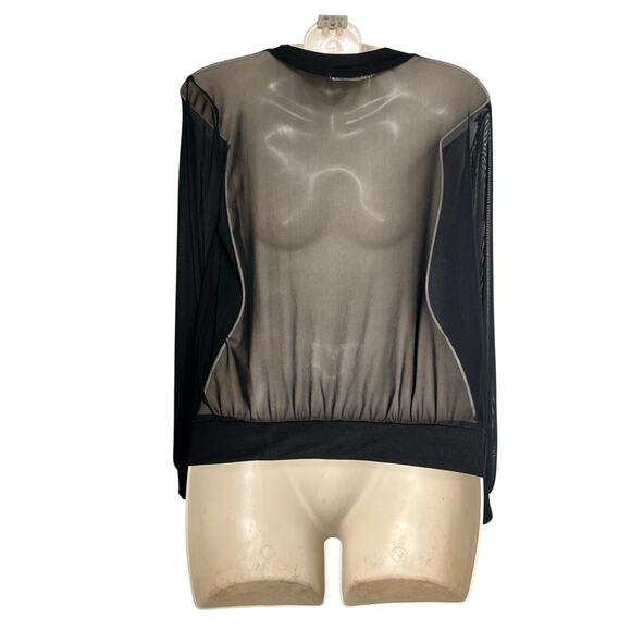 Gaze USA Black Mesh Solid Neck Waist Cuff Band Layering Top Fits M/L Sexy Club - Picture 2 of 3